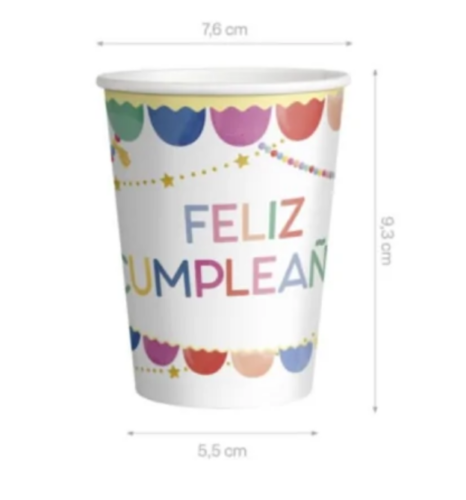 Vaso cartón 270cc - 9oz GLOBOS (10 uds)